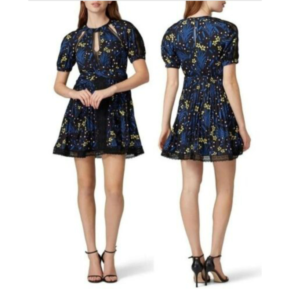 Self- Portrait Wildflower Printed Mini Dress Size 4